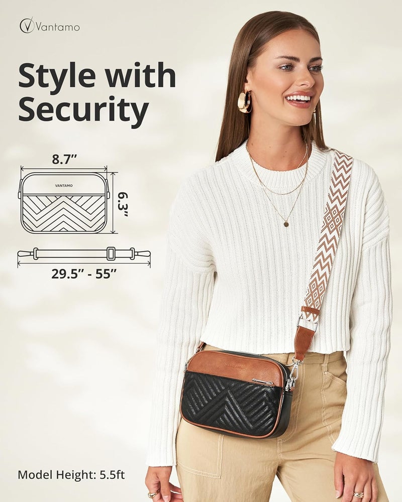 Vantamo Crossbody Bags For Women with Anti-Pickpocket Clip, Premium Purses for Women, Adjustable Strap Handbags & Gift Box - Image 2